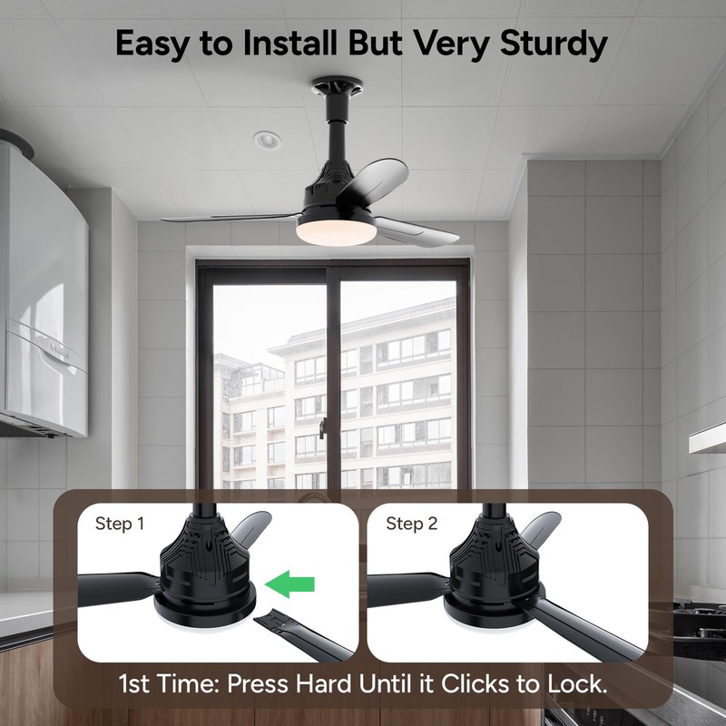 Faryuan 28" Small Ceiling Fans with Lights and Remote, Black