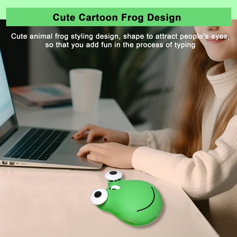 Wireless Mouse Bluetooth Cute Animal Green Frog Shaped Mouse with