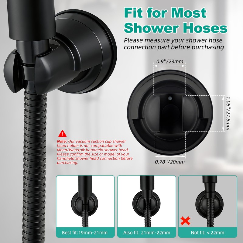 Hibbent Vacuum Suction Cup Shower Head Holder, Removable Showerhead Bracket,