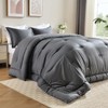 Cosmoluxe Matte Satin Silky Queen Comforter Set Dark Grey, 3