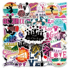 Cheerleading Stickers 50 Pcs Waterproof Funny Cheer Stickers for Laptop Cars Water Bottle Bicycle Motorcycle Computer Luggage Skateboard Helmet Phone Guitar,Vinyl Decals for Teens Adults
