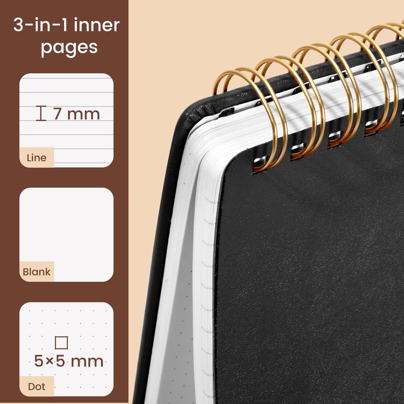 Yoment Top Spiral Notebook Leather Steno Pads 240 Pages Spiral