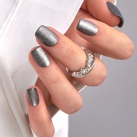 CurvLife Presione En Las Uñas Uñas Postizas Acrílicas Cuadradas Cortas Con Diseño de Albaricoque, Cubierta Completa, Uñas Postizas, Pegamento Desnudo 