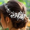 Evlry Hochzeit Blume Haar Rebe Silber Perle Braut Haarranken Blatt