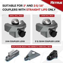 RETRUE Heavy Duty Trailer Lock for 2 5/16" Ball Coupler with Flange, Anti-Theft and Top Tier Security, Gray
