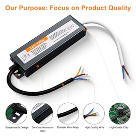 TUNICHX Waterproof IP67 LED Power Supply Low Voltage Transformer Adapter 24V 60W LED Driver Lighting Transformer Converter for LED Strip, LED Display and Outdoor Lighting