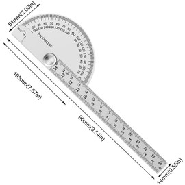 Stainless Steel Protractor with 0-180 Degree Range, Angle Finder Gauge, Precision Measurement Tool for Engineering and Carpentry