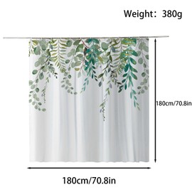 FAIRYGATE B9409 Polyester Shower Curtain 180 x 180 cm Textile Bath Curtain Mould Resistant Shower Curtains Washable Curtain for Shower with 12 Hooks Gradation