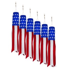 In the Breeze 5034 Stars & Stripes Windsock-Patriotic Hanging Decoration, 18 Inch, Embroidered Stars and Stripes (6-Pack)