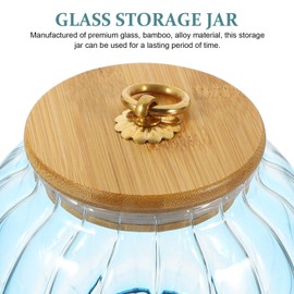 Kichvoe Glass Storage Jars Coffee Nuts Canister Airtight Food Storage Containers 600ML Gradient Decorative Container with Bamboo Lid Loose Tea Container Sugar Storage Jar