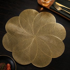 FAVE Luxury Gold Round Table Mats Set of 6 15 Inch Round Placemats