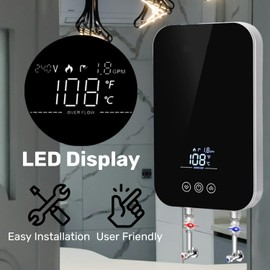 Upgrade 13Kw or 18Kw Tankless Electric Water Heater, 240V On-Demand Instant Hot Water Self-Modulating for Energy Efficiency, Endless Hot Water for Whole House & Residential Showers (13 Kw)