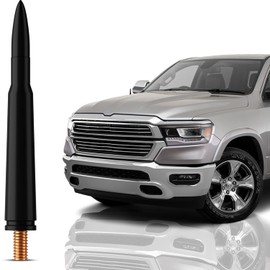 Bullet Antena for Dodge RAM 1500 2500 3500 (2002-2008) - Highly Durable Premium Truck Antenna 5.45 Inch - Car Wash-Proof Radio Antenna for FM AM - Black, 50 Caliber Design