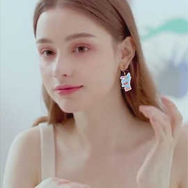 QLUYCKW Carnival Earrings Funny Acrylic Cartoon Circus Carrousel Tiger Monkey Elephant Clown Lightweight Dangle Earrings Mardi Gras Cosplay Party Jewelry for Women (Elephant)