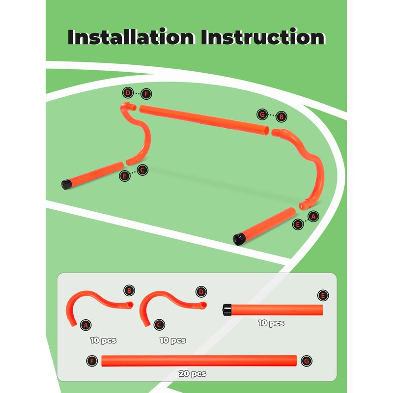GHB 10 Pack 8" Agility Hurdles Speed Agility Training Hurdles,