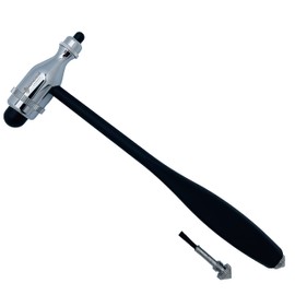 Cross Canada® 11-351 Tromner Neurological Reflex Hammer with Pointed end and Built-in Brush for Clinical Diagnostic and Testing for myotatic, cutaneous and Superficial responses, Black (Noir)
