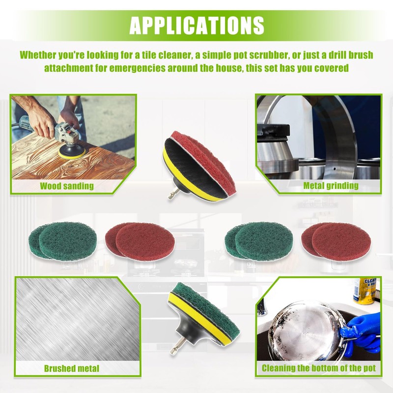 EPLZON 4 Inch Scrub Drill Brush Power Scouring Pads Household