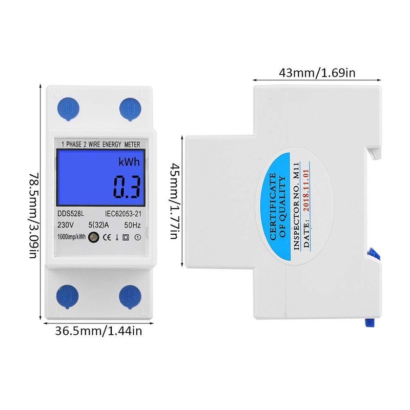 Digital LCD Single Phase Energy Meter 230V 50Hz Digital LCD