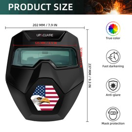 UpaClaire True Color Auto Darkening Welding Goggles Upgraded 7.0 Generation Welding Goggles With Grinding, Cutting And Welding Functions Wide Shade 4/5-9/9-13