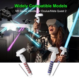 3 in 1 Upgraded VR Dual Long Stick Handle Extension Game Grips Handle Attachment for Meta/Oculus Quest 2 Controller Grips (Q12-Quest 2)