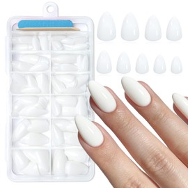 Lifextol 120pc White Almond Press on Nails Short Fake Nails Press ons for Women Acrylic Nails Press on Nails&Glue Tabs, Short White Press on Nails Almond False Nail Tip Stick on Artificial Fingernail