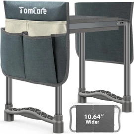 TomCare Garden Kneeler and Seat 10.64” Wider Larger Soft Kneeling Pad Garden Bench with 2 Large Tool Pouches Heavy Duty Garden Stool Foldable Tools Gardening Gifts for Women Men Gardeners,Grey
