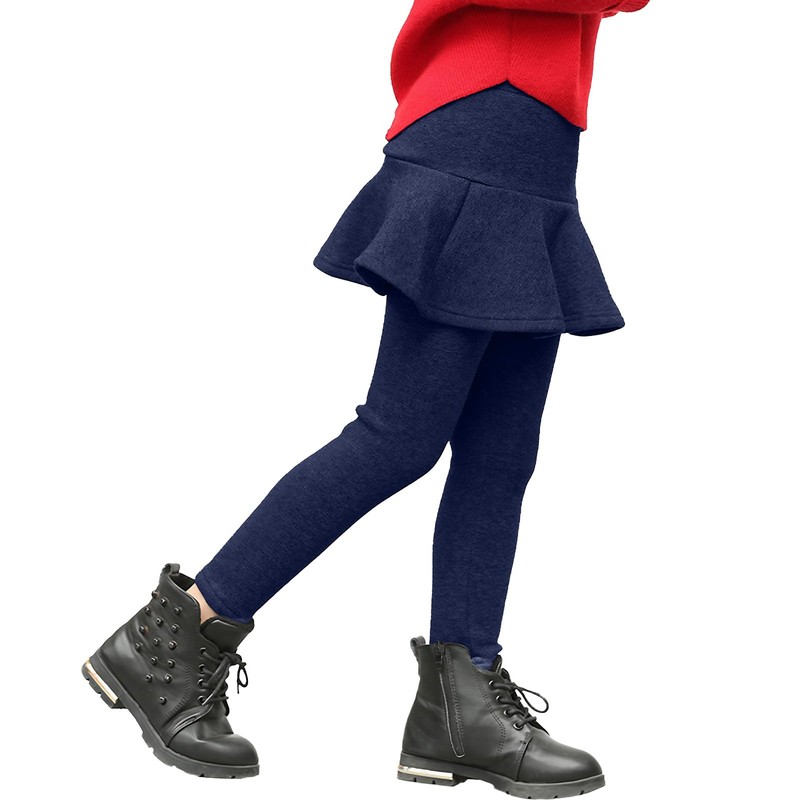 JiAmy, leggings per ragazze, foderati in pile, con gonna a