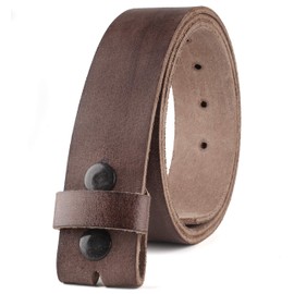 F&L CLASSIC Belt for buckle men Snap on Strap 100% full grain One Piece Leather no buckle,1 1/2" Wide, Made in USA, Distressed DAMAGED BROWN,G1288, size 40