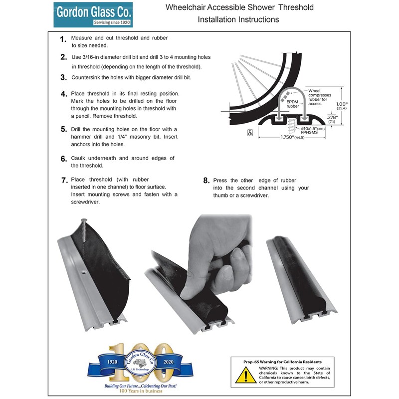 ADA Friendly Wheelchair Accessible Shower Threshold - 42-in Long |