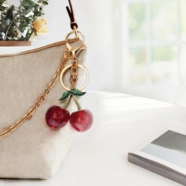 KUNTE Cherry Keychain Bag Charms - Women's Cute Key chains accessories Fashion Accessory for Purses, Backpacks, and Car Keys
