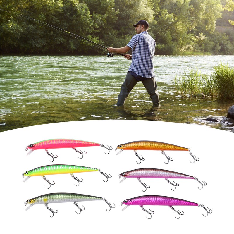 6PCS Minnow Fishing Lure Long Throw Floating Artificial Hard Bait