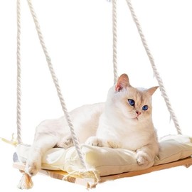 Cat Window Perch for Large Hammock Bed with Gunny Rope for Cats Inside Cats Solid Wood Seat Wooden Cat Window Hammock Pet Shelf