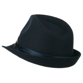 Fedora with Pleated Satin Band - Navy OSFM