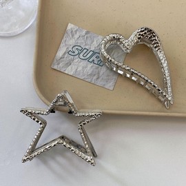 HAPVITAL Hair Clip, Large, Tightly Rolled, Set of 2, Hair Clip, Firm, Hair Clip, Hair Clip, Hair Accessory, Adult, Cute, Stylish, Midome Clip, Korean Style