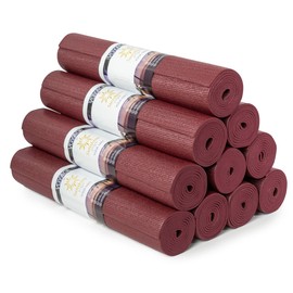 Sunshine Yoga Voyage Yoga Mat, 10 Pack, 72" x 24" Professional Studio and Gym Bulk Yoga Mats, 5mm Thick, Durable, Anti-Tear, Non Slip Fitness and Exercise Mats (Burgundy)