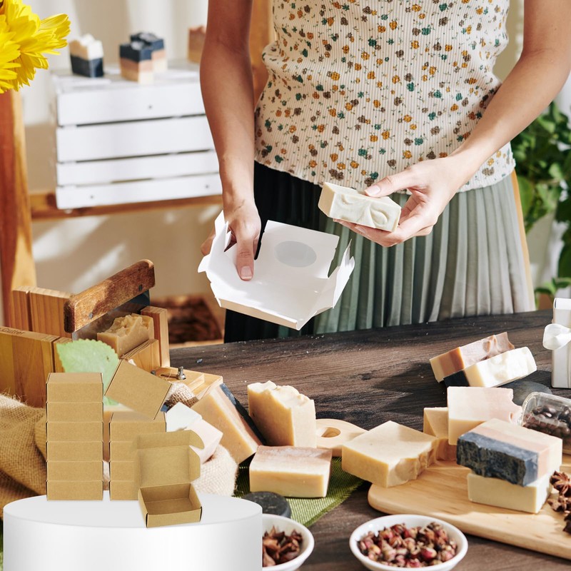 PATIKIL 3.3x2.4x1.2" Paper Soap Box, 40 Pack Homemade Soap Boxes