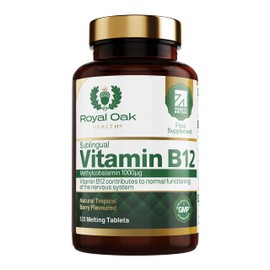 Royal Oak Health Vitamin B12 Sublingual Methylcobalamin B12, Active Form of B12 Vitamin 1000mcg, Vegan, No Sugar, Tropical Berry Flavor, 120 Fast Dissolve High StrengthTablets