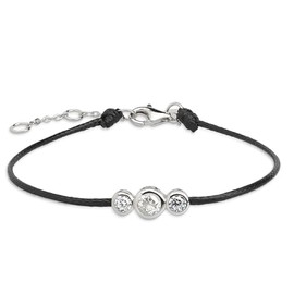 XENOX® Zarge bracelet, women's bracelet made of high-quality 925 sterling silver with three zirconia stones, Sterling Silver, Cubic Zirconia