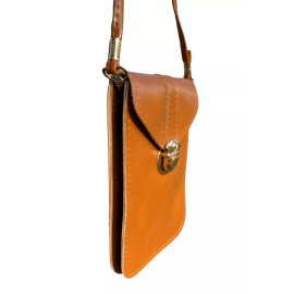 Unbranded Leather Crossbody Purse W/ Gold Clasp Push Closure Purse Dual Pockets And Strap