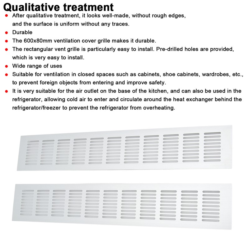 2 Pcs Air Vent Ventilation Grille Aluminium Alloy Rectangular Vent