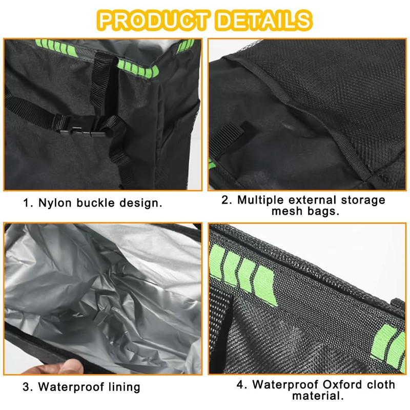 KHGUZ Hanging Car Trash Can with Storage Pockets, Waterproof Leakproof