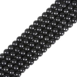 Shungite 4mm Round Healing Crystal Loose Beads 16 Inch for Jewelry Making Beads