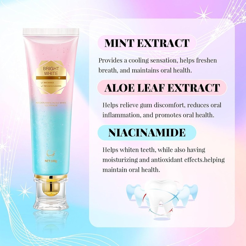 Radiant Whitening Toothpaste, Nicotinamide Whitening Toothpaste, Toothpaste White Teeth, Niacinamide