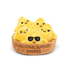WHAT DO YOU MEME? Emotional Support Chickies by Relatable, Cuddly Plush Toys and Stuffed Animals, Includes 5 Plushies with Basket, Perfect or Cute Stocking Stuffer for Kids and Teens