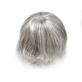 Hair Wonders Toupee For Men V-loop Real Human Hair Piece For Men 0.06mm Ultra Thin Skin Toupee Grey Hair System For Men Hairpiece Mens Toupee 8x10 100% Density #1B80#1B OFF Black+80% Grey