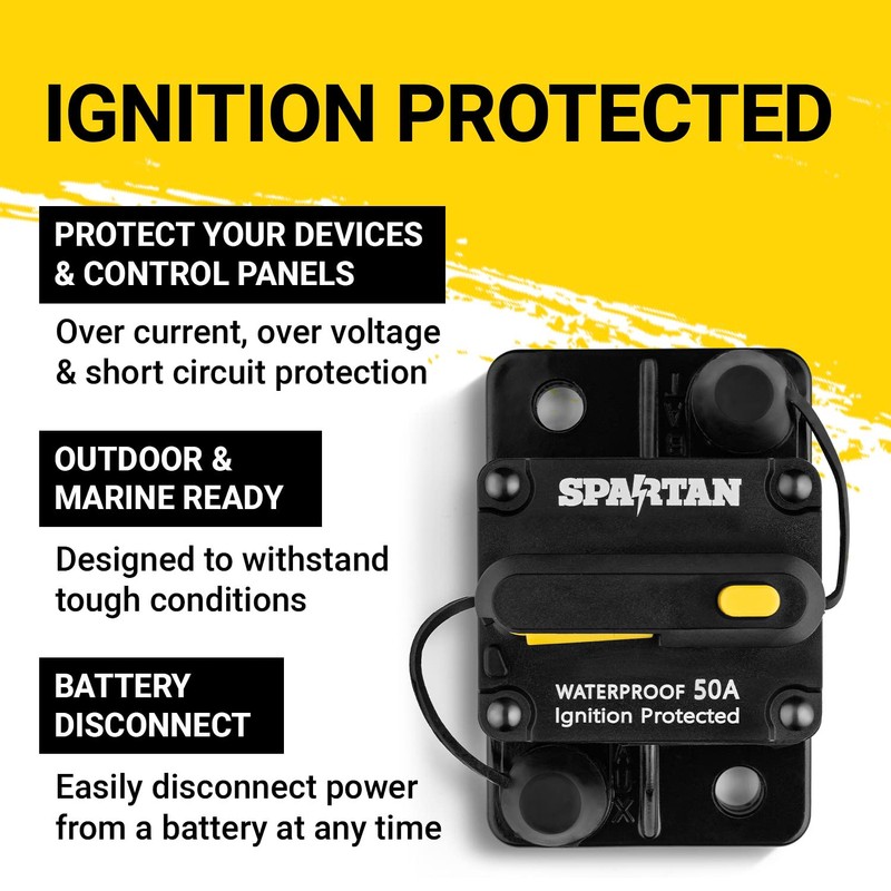 Spartan Power Ignition Protected Marine Circuit Breaker - Waterproof Circuit