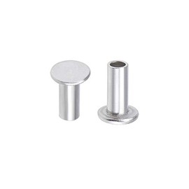 sourcing map Aluminium Flat Head Half Tube Rivets Silver M3 x 7 mm Pack of 100
