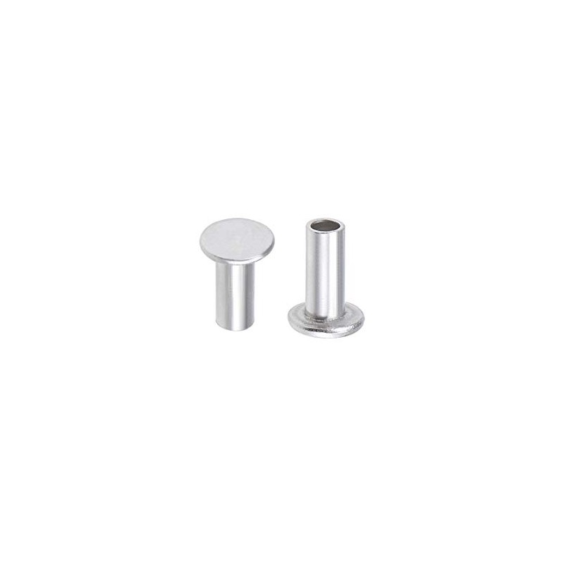 sourcing map Aluminium Flat Head Half Tube Rivets Silver M3