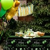 Xiliconie 3PCS Happy Birthday Tablecloth Green and Black Tablecloth Disposable