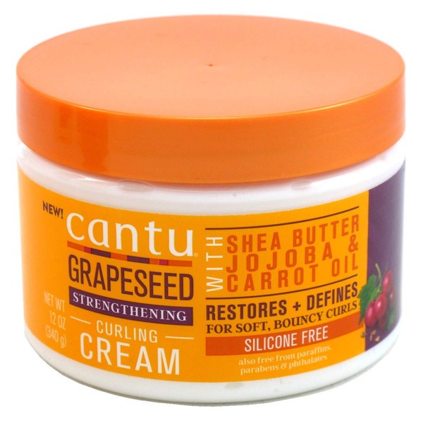 Cantu Grapeseed Curling Cream 12 Ounce Jar (Pack of 2)